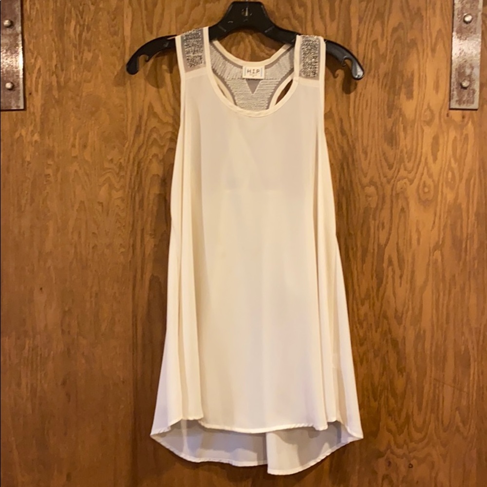 Long cream (off white)  tank with beaded detail
